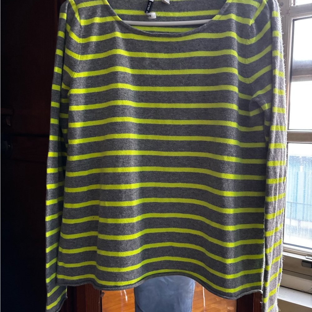Autumn Cashmere Gray and Yellow Striped Sweater